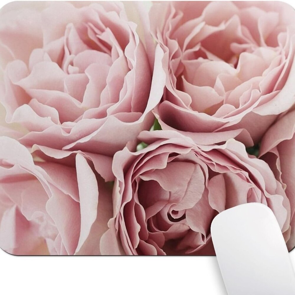 Vintage Pink Roses Rugosa Flower Personality Designs Mouse Pad, Retro Floral Art